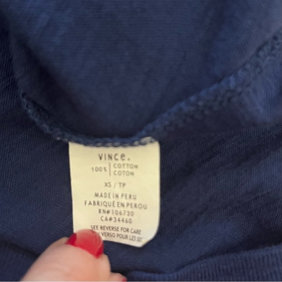 Vince Cotton Navy Blue Boatneck Shirt - Picture 5 of 8